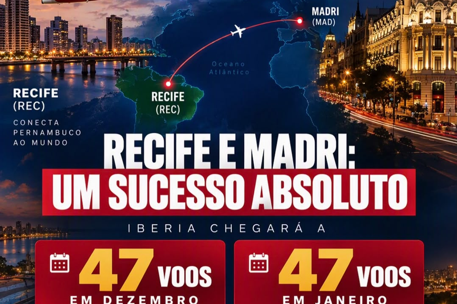 Ibéria terá voo direto entre Madri e Recife a partir de dezembro